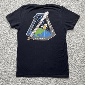 Spacex Shirt Womens Large Black Short Sleeve Falcon 9 Shuttle Launch Crew Neck